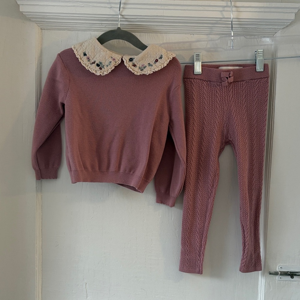 Zara Kids Matching Set in Mauve and Cream